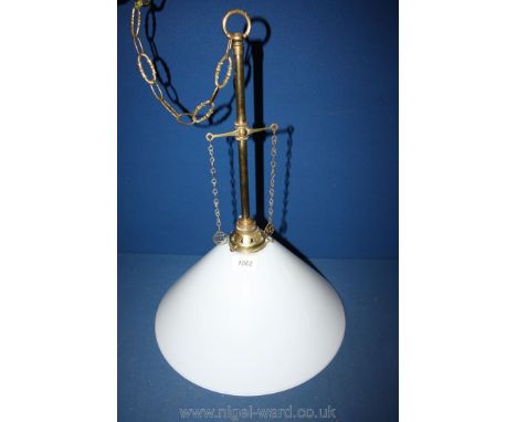 A 1920's brass and glass lamp fitting.
