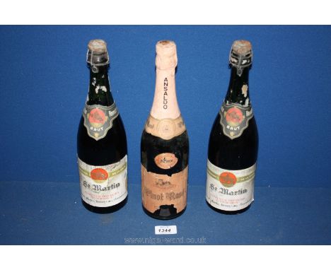 Three old Bottles of sparkling wine including from France and Luxembourg.