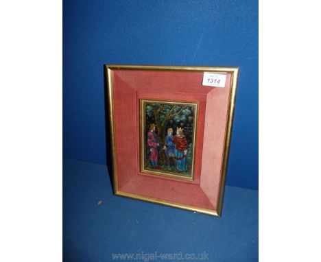 A Julien Robillard (active circa 1855-1880), a rare historismus Limoges enamel plaque of a meeting between King Henry II of E