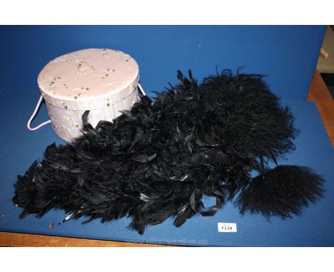 A vintage feathered scarf in pink box.