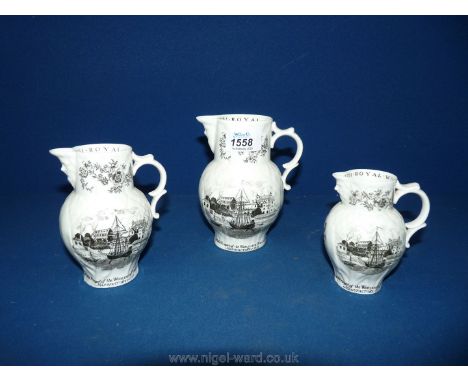 Three graduated Royal Worcester jugs Bi-Centenary 1751-1951.