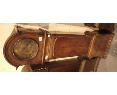 19thC longcase clock of small proportions having a circular brass face and dial Roman chapters and date aperture