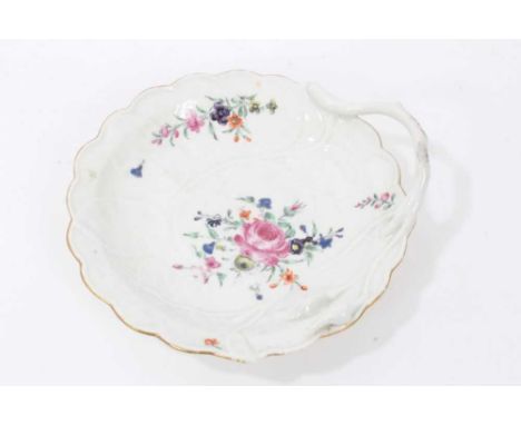 A Worcester 'Blind Earl' sweetmeat dish, circa 1770, polychrome painted with floral sprays, 15cm across