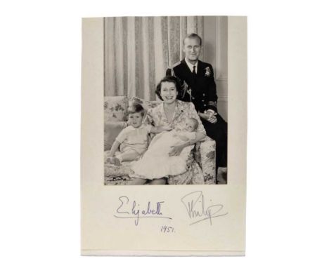 T.R.H.The Princess Elizabeth and The Duke of Edinburgh, charming signed portrait photograph of the young Royal couple with a 