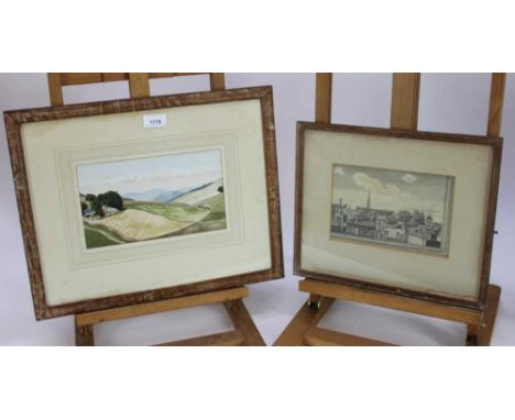 Fergus Graham (1900-1968) watercolour - Shaws Farm, Ettrick, 14.5cm x 24.5cm. Provenance: P & D Colnaghi & Co., together with