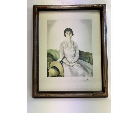 H.R.H. Elizabeth Duchess of York (later H.M. Queen Elizabeth The Queen Mother) signed presentation portrait print of The Duch