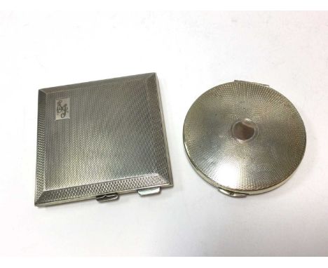 1960s KIGU silver powder compact of circular form, with hinged cover, mirror and powder compartment (London 1963) K Ld, toget