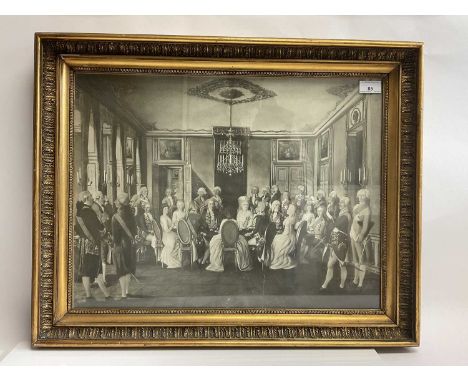 The Danish Royal Family - print of the 18th century Danish Court in glazed frame with key to the portraits on the reverse - 5