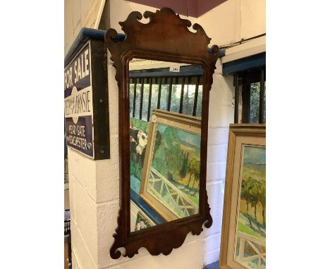 19th century mahogany framed Chippendale revival wall mirror, 89cm high x 44.5cm wide