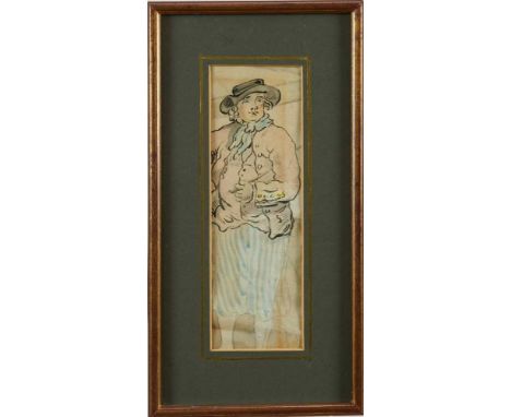 Attributed to Thomas Rowlandson (1756-1827) pen, ink and watercolour - A Boatman, inscribed verso 'From a watercolour sketch 