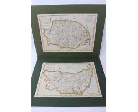 Two late 18th century hand coloured maps, for Suffolk and Norfolk, by Haywood, engraved for J Harrison, 1790. 1789, 35 x 47cm