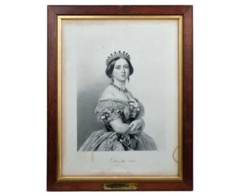 H.M.Queen Victoria presentation portrait print after Winterhalter of the young Queen with printed signature and date 1852 in 
