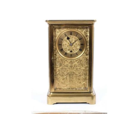 Good quality Victorian four glass brass framed mantel clock by Vulliamy, London No.1849, the signed single fusee movement wit
