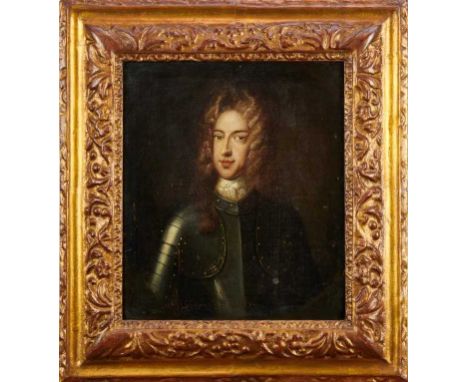 Follower of Alexis Simon Belle (1674-1734) oil on canvas - portrait of Prince James Edward Stuart, The Old Pretender, half le