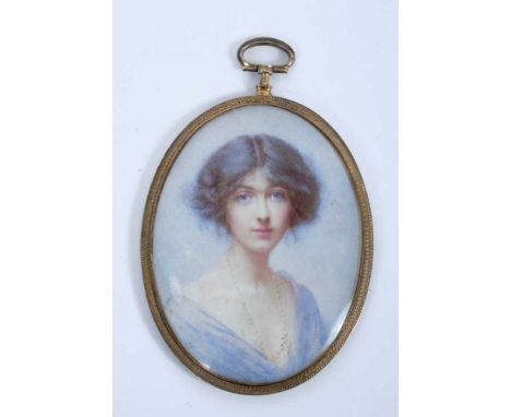 Mabel Hobson Hankey (1867-1943) fine portrait miniature on ivory, depicting a young woman named as Fenella Lyon, daughter of 