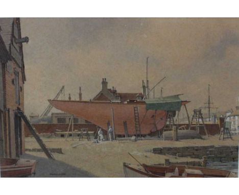 Maurice Clarke, mid 20th century, watercolour - Bolson's Yard, Poole, signed, 28cm x 42cm, in glazed gilt frame