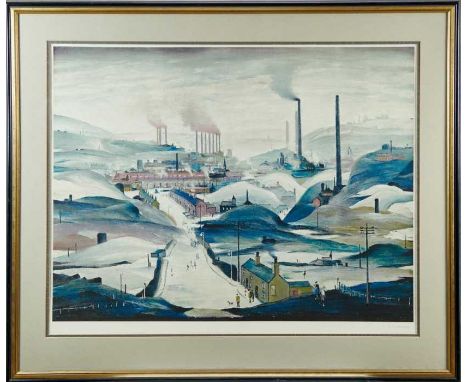 *Laurence Stephen Lowry (1887-1976) signed colour print - Industrial Panorama, blindstamp lower left, 64cm x 81cm, in glazed 