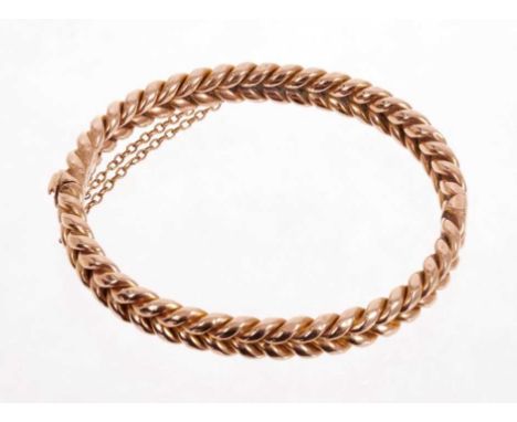 Victorian rose gold rope twist hinged bangle with a double rope deignCondition report: Good condition commensurate with age. 