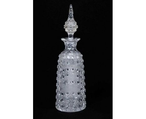 Fine Victorian cut glass decanter and stopper finely engraved with a portrait of Prince Albert on horseback and titled 'The S