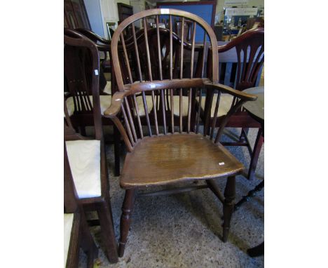 18TH CENTURY ELM HARD SEATED STICK BACK CHAIR 