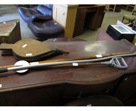 SET OF BELLOWS, A SHOOTING STICK, A BOW