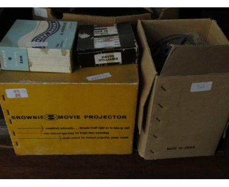 BROWNIE MOVIE PROJECTOR, 8MM ROLLS ETC