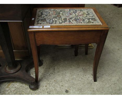 OAK FRAMED UPHOLSTERED TOP PIANO STOOL