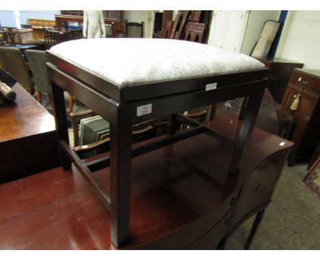 MAHOGANY FRAMED UPHOLSTERED TOP STOOL THAT CONVERTS TO A LUGGAGE STAND