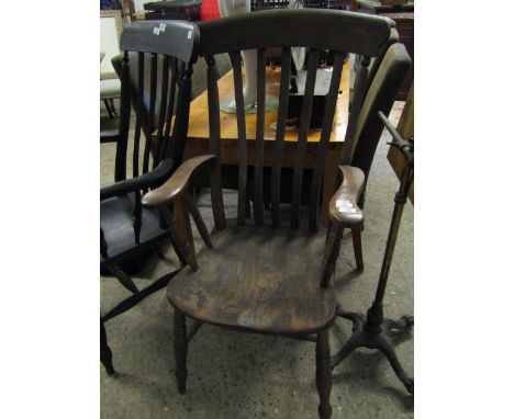 ELM HARD SEATED STICK BACK ARMCHAIR