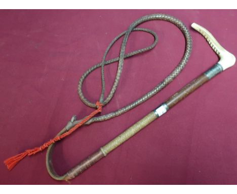 Swaine &amp; Adeney Ltd of London antler handled hunting whip 