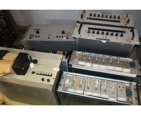 Selection of various Cold War era military electronic equipment including a receiver power supply type MW78, a field repair t