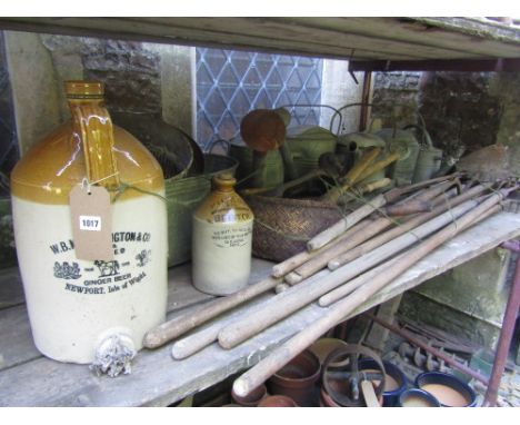 Vintage galvanized watering  cans of varying design and capacity (3 with roses), an oval two handled tin bath, small collecti