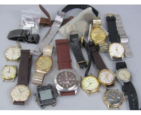 A large mixed collection of vintage wrist watches to include Everite, Precimax, Ingersoll and others; together with a collect