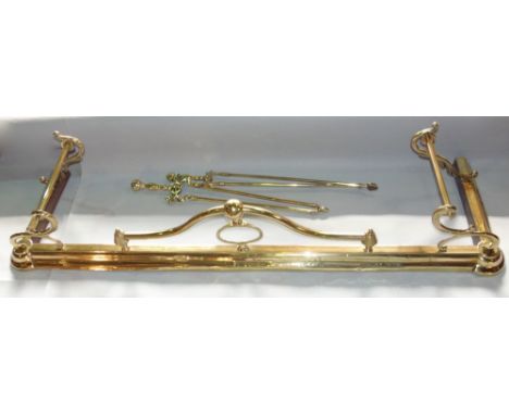 A large collection of metal ware to include two polished brass fire curbs, a large set of Salter weighing scales, a vintage t