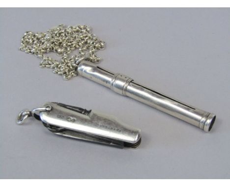 Sampson Mordan & Co pocket/pen knife, fitted with various knives and tools; together with a further Sampson Mordan & Co prope