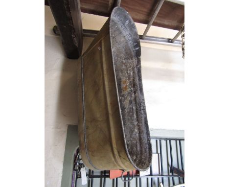 A vintage child's galvanized tin bath of tapered form with later decorative painted marble effect finish (base drilled for us
