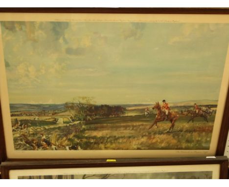 Two coloured prints of hunting scenes after Michael Lyne - The Cotswold at Shipton Oliffee, The Beaufort at Worcester Lodge, 