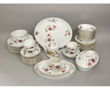 A quantity of Royal Worcester Astley pattern dinner wares comprising oval meat plate, oval serving dish, dinner plates, side 