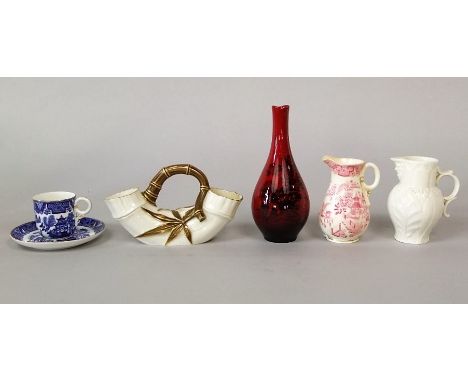 A collection of Royal Worcester including a double ended vase modelled as bamboo, with green printed marks to base, 20cm long