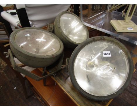 Three vintage American spot lights (probably ex military vehicles) Dietz - New York