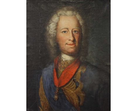 Early 18th century German school - Bust portrait of Ernest Louis, Landgrave of Hesse-Darmstadt, oil on canvas (re-lined), 63 