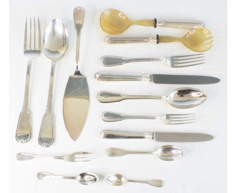 An extensive 20th century Italian silver cutlery suite, in the Fiddle, Thread &amp; Scroll pattern, comprising 24 table forks