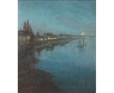 Alice Maud Fanner (1865-1930) - The Thames at night, oil on canvas (re-lined), signed lower left, 35 x 30cmCanvas is relined.