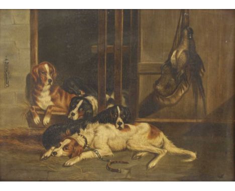 George Armfield (1808-1893) - Hunting dogs. oil on panel, 22 x 30cm