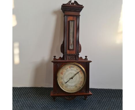 A mahogany cased silver faced mercury filled barometer. IMPORTANT: Online viewing and bidding only. Collection by appointment