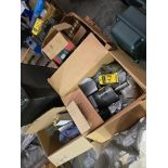 Pallet w/ Baldor 1 Electric Motor, Cleveland Mixer, Beveled End Elbow, & Box of Hydraulic Fittings (