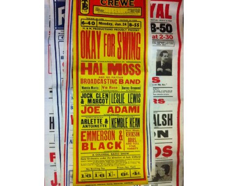 THEATRE POSTERS, Music Hall selection, 1930's-40's, 21 x 30 and smaller, inc. Theatre Royal, Barnsley, Chatham, West Bromwich