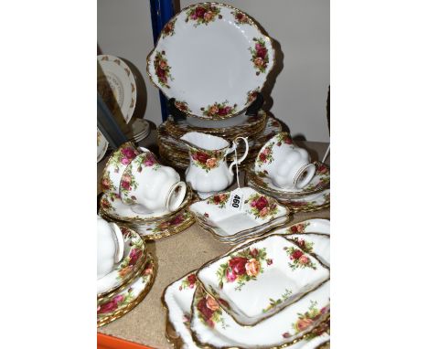 THIRTY FIVE PIECES OF ROYAL ALBERT OLD COUNTRY ROSES TEA, GIFT AND DINNER WARES, comprising a cream jug (firing crack to base