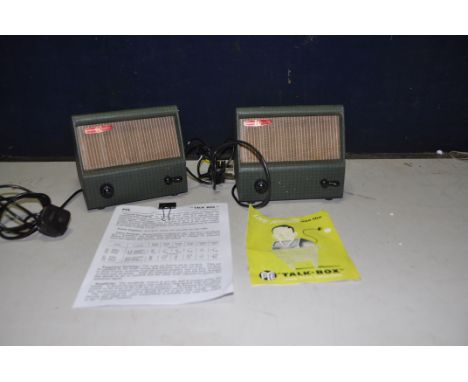 A PAIR OF VINTAGE PYE 'TALKBOX' WIRELESS VALVE COMMUNICATION CABINETS with manual and Service document (PAT fail due to unins