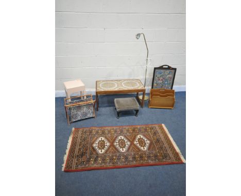 A SELECTION OF OCCASIONAL FURNITURE, to include a mid-century tile top coffee table, width 86cm x depth 45cm x height 40cm, a
